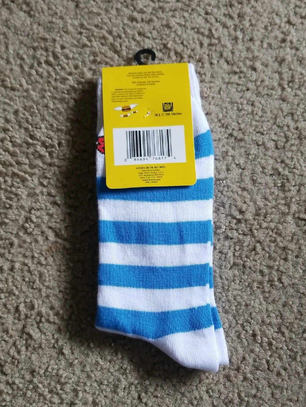 Bob's Burgers Blue & White Stripe Crew Socks